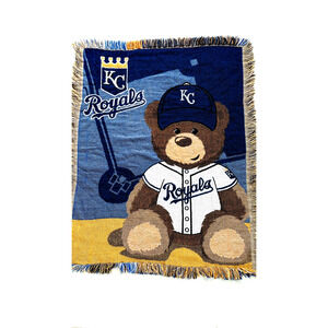 Kansas City Royals Bear Woven Throw Stadium Blanket Tapestry Afghan